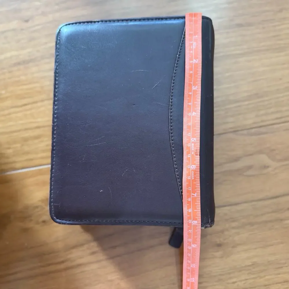 Vintage Franklin Quest Planner 6.25 x 8 Brown Napa Leather 6 Ring Zip